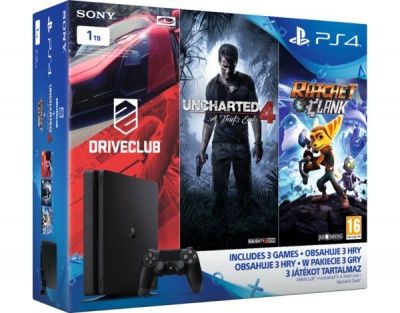 Игровая приставка Sony PlayStation 4 Pro 1Tb белого цвета + Uncharted 4 + Driveclub + Ratchet & Clank