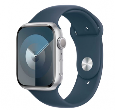 Apple Watch Series 9 45mm Silver Storm Blue Sport Band