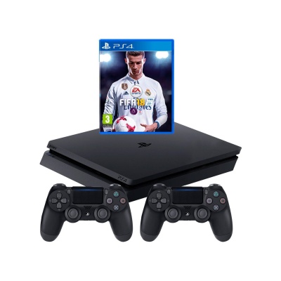 Игровая приставка Sony PlayStation 4 Slim 1Tb + 2-й джойстик DualShock + игра Fifa 19