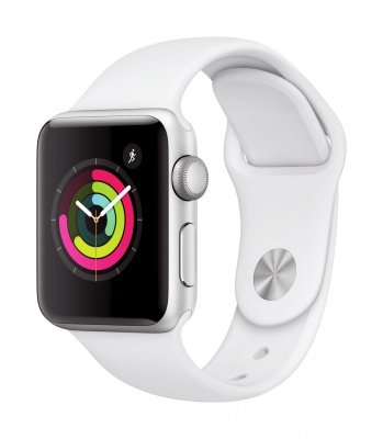 Apple watch Series 3 38 Silver Aluminum Case with White Sport Band (Спортивный ремешок белого цвета) MTEY2