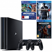 Игровая приставка Sony PlayStation 4 Pro 1Tb белого цвета + Uncharted 4 + Driveclub + Ratchet & Clank
