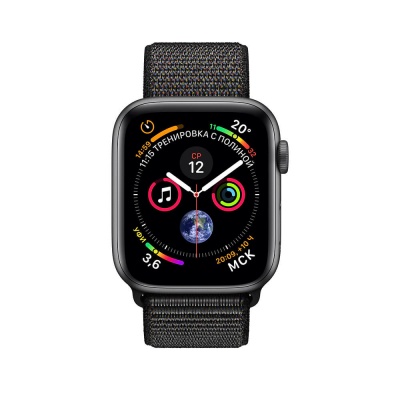 Apple Watch Series 4 Gps 40mm Space Gray Aluminum Case with Black Sport Loop (Спортивный браслет чёрного цвета) MU672