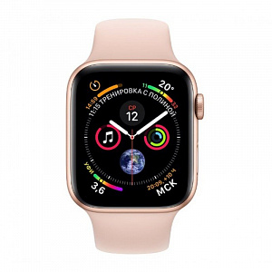 Apple Watch Series 4 GPS 44mm Gold Aluminum Case with Pink Sand Sport Band (Спортивный ремешок цвета «розовый песок») MU6F2