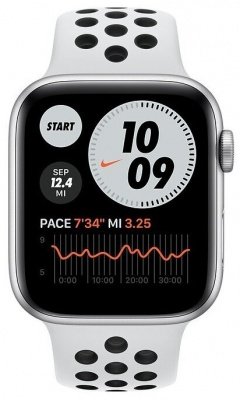 Apple Watch SE GPS 44mm Silver Aluminum Case with Pure Platinum/Black Nike Sport Band 