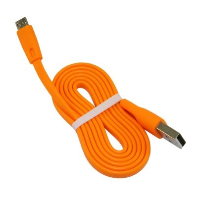 USB-кабель Maverick, micro USB, силикон, плоский, металлический разъем, оранжевый