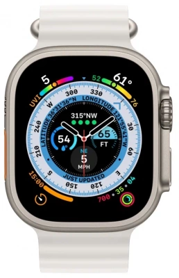 Apple Watch Ultra GPS + Cellular 49mm Titanium Case with White Ocean Band (корпус из титана, ремешок Ocean белого цвета)