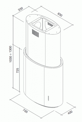 Вытяжка Falmec Ellittica Isola 70 inox (800)