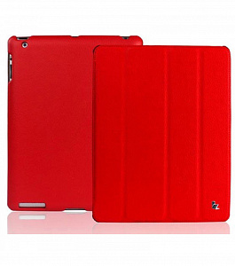 Чехол Jisoncase для iPad 3, iPad 2 красный с логотипом