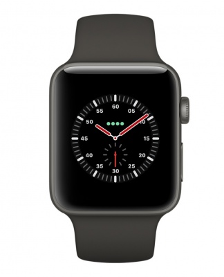 Apple Watch Series 3 42mm Space Gray Aluminum Case with Black Sand Sport Band (Спортивный ремешок черного цвета) MTF32