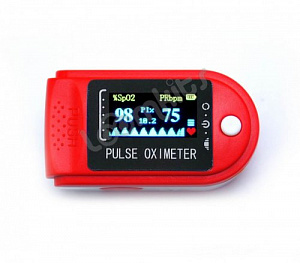 Портативный Пульсоксиметр на палец Fingertip Pulse Oximeter красный