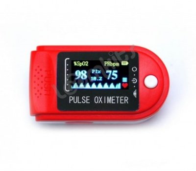 Портативный Пульсоксиметр на палец Fingertip Pulse Oximeter красный