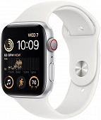 Apple Watch SE 2022 44mm Silver Aluminum Case with Sport Band White