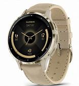 Часы Garmin Venu 3S Gold/Soft Gold French Grey с кожанным ремешком