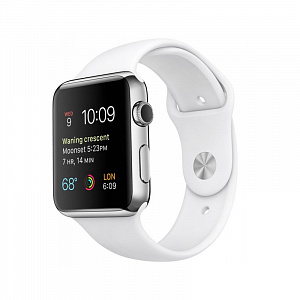 Apple Watch 38mm Stailnless Steel Case with Sport Band - White (Белый спортивный ремешок)