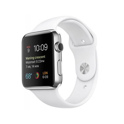 Apple Watch 38mm Stailnless Steel Case with Sport Band - White (Белый спортивный ремешок)