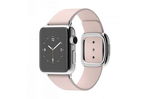 Apple Watch 38mm Stainless Steel Case with Modern Buckle - Soft Pink (Бледно-розовый кожаный ремешок с современной пряжкой) Mj362