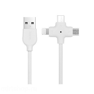 USB-кабель Partner Type-C Apple 8 pin, ткань 1.0 м, круглый, серый
