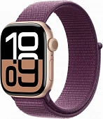 Apple Watch Series 10 42mm Rose Gold Aluminum Case with Plum Sport Loop
