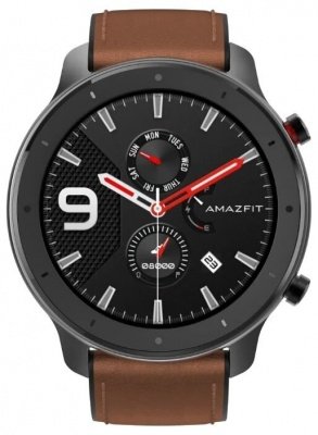 Часы Amazfit GTR 47mm aluminium case, lether strap