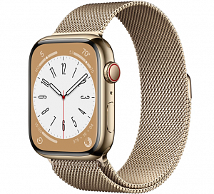 Apple Watch S8 45mm Gold Stainless Steel case Gold Stainless steel Milanese loop