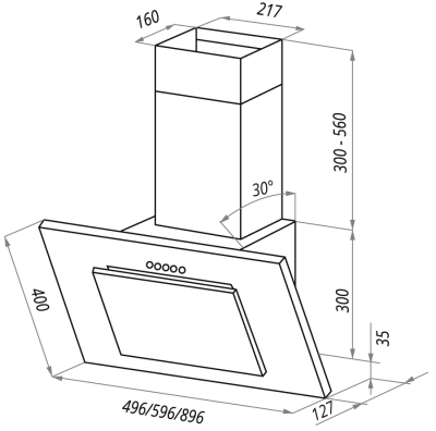 Вытяжка Maunfeld Tower G 50 чёрное стекло