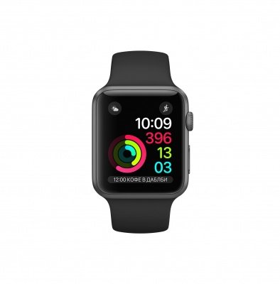 Apple watch Series 3 38 Space Gray Aluminum Case with Black Sand Sport Band (Спортивный ремешок черного цвета) MTF02