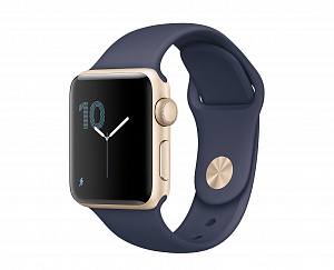 Apple watch 38 Aluminum Case with Sport Band Midnight gold Series 2