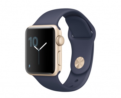 Apple watch 38 Aluminum Case with Sport Band Midnight gold Series 2