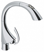 Смеситель  однорычажный для мойки с выдвижным изливом,лейкой Grohe K4, нержавеющая сталь   33782