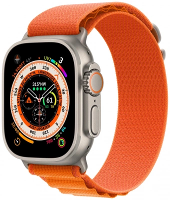 Apple Watch Ultra GPS + Cellular 49mm Titanium Case with Orange Alpine Loop (корпус из титана, ремешок Alpine оранжевого цвета)